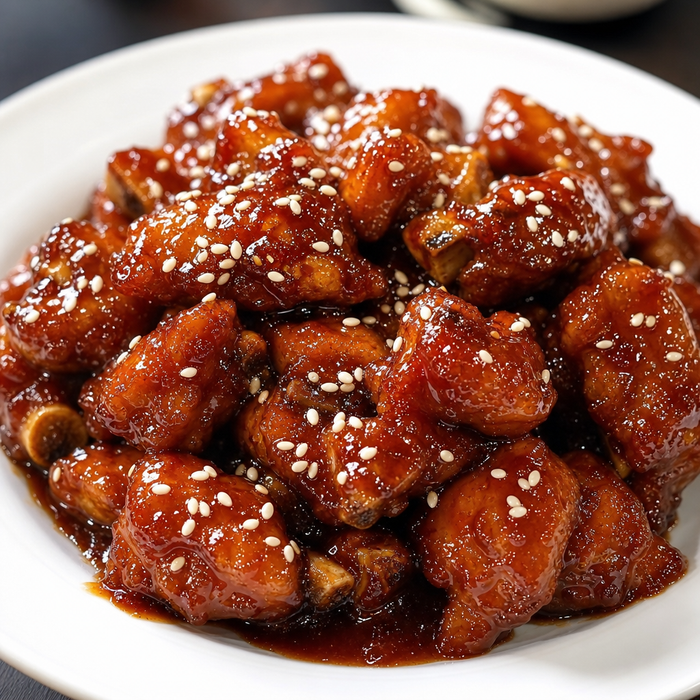 Shanghai sweet and sour pork ribs with caramelized glaze