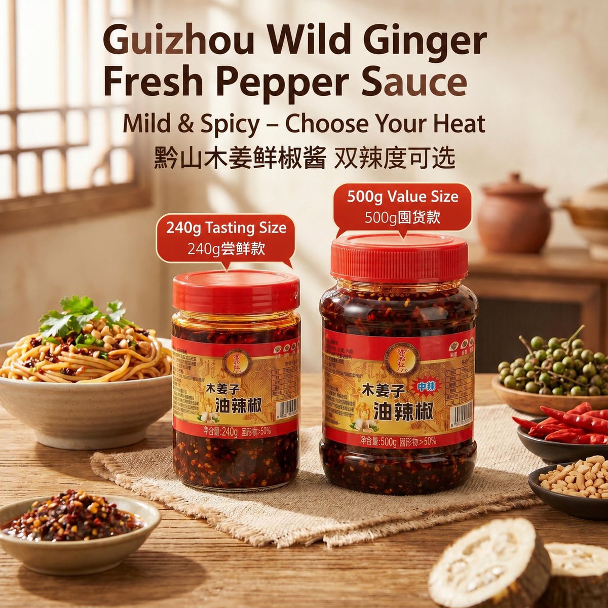 Guizhou Litsea Cubeba Preserved Chili in Oil - detail view