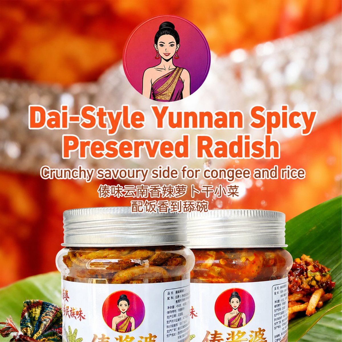 Dai-Style Yunnan Spicy Preserved Radish | 傣味云南香辣萝卜干小菜 - 220g