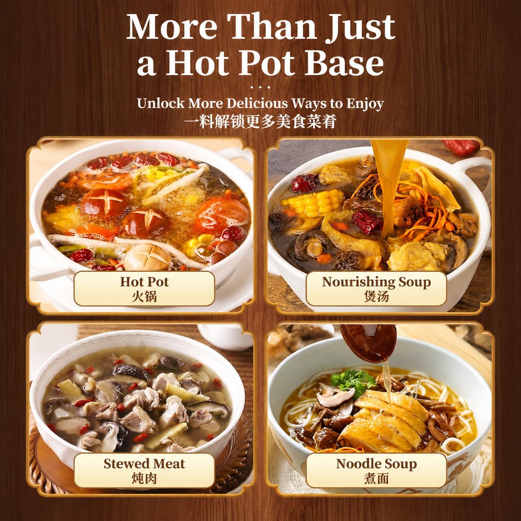 Clear Bone Broth Hot Pot Base | 菌菇清汤骨汤火锅底料 - 40g (10-50袋)
