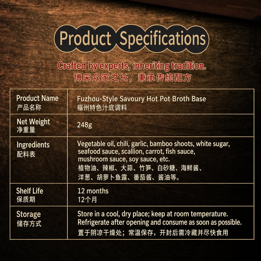 Fuzhou Hujiu Hot Pot Soup Base | 福州虎纠汁底汤料