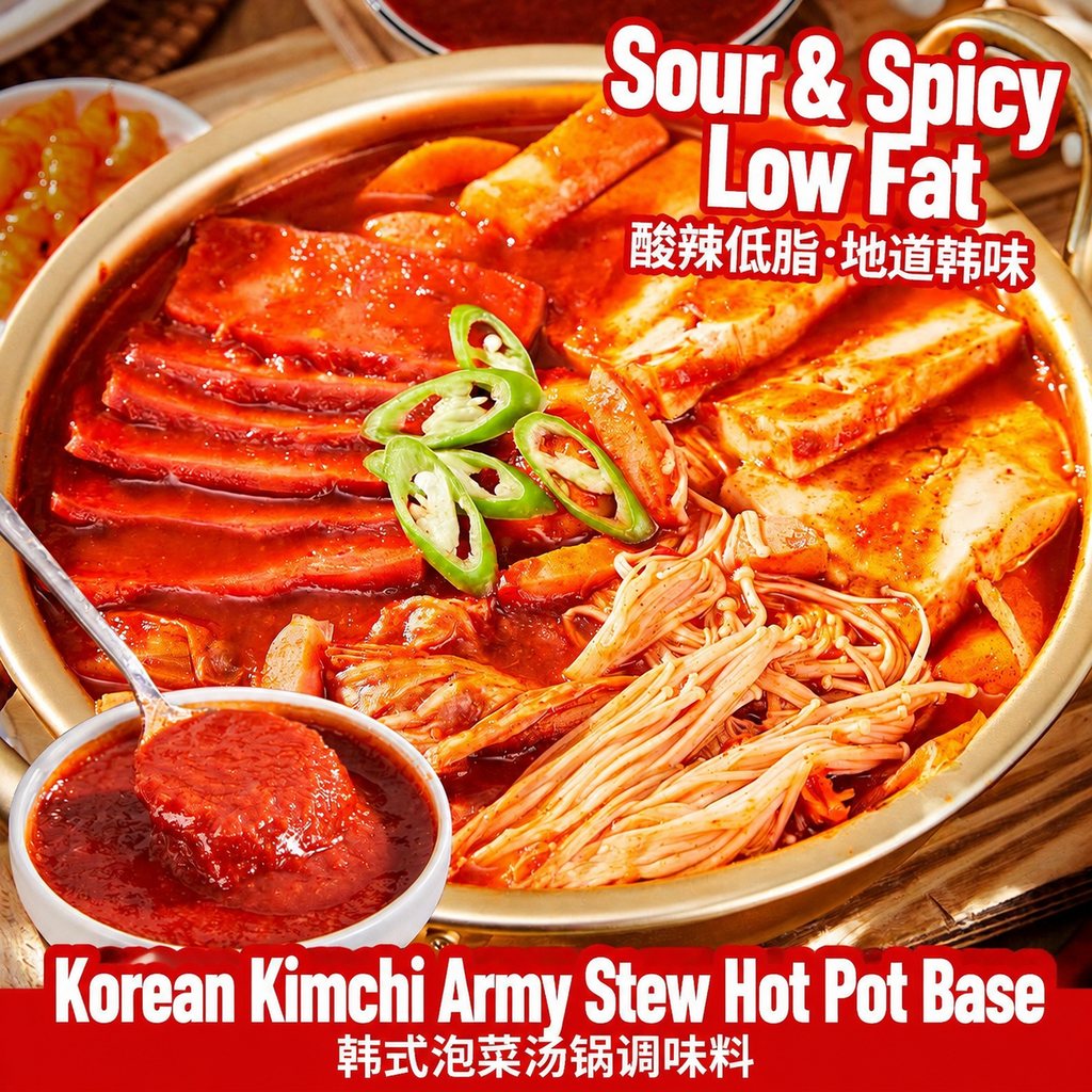 Korean Kimchi Army Stew Hot Pot Base - detail view