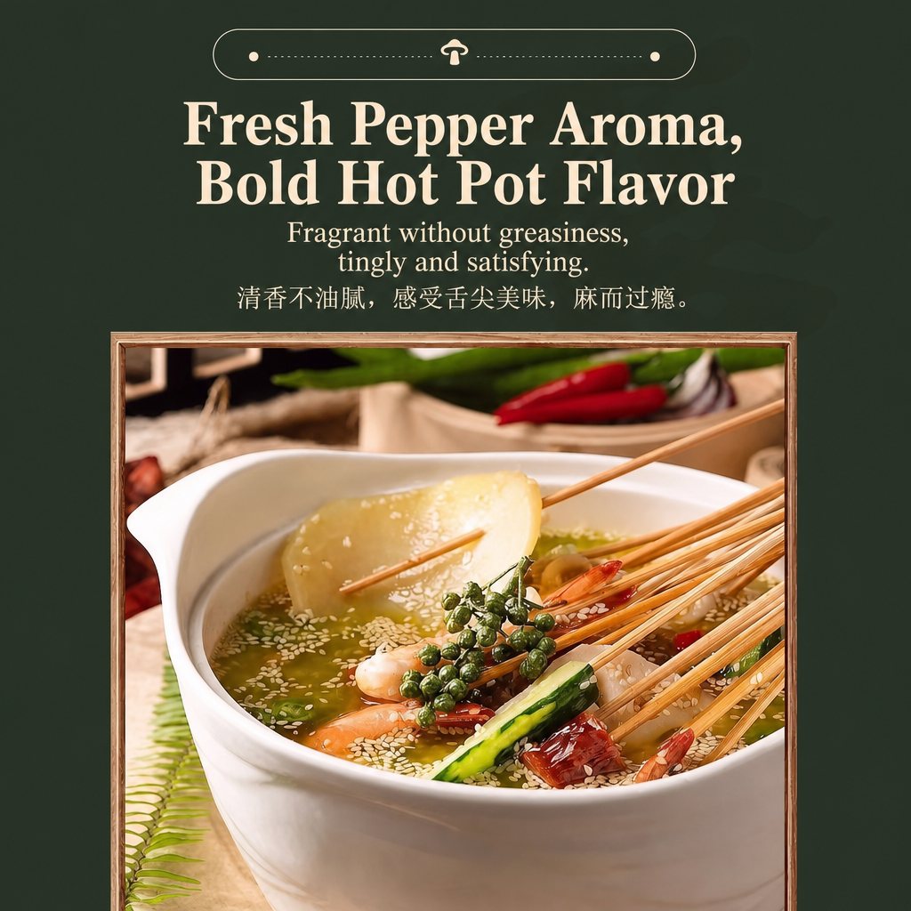 Chongqing Green Sichuan Pepper Hot Pot Base - detail view