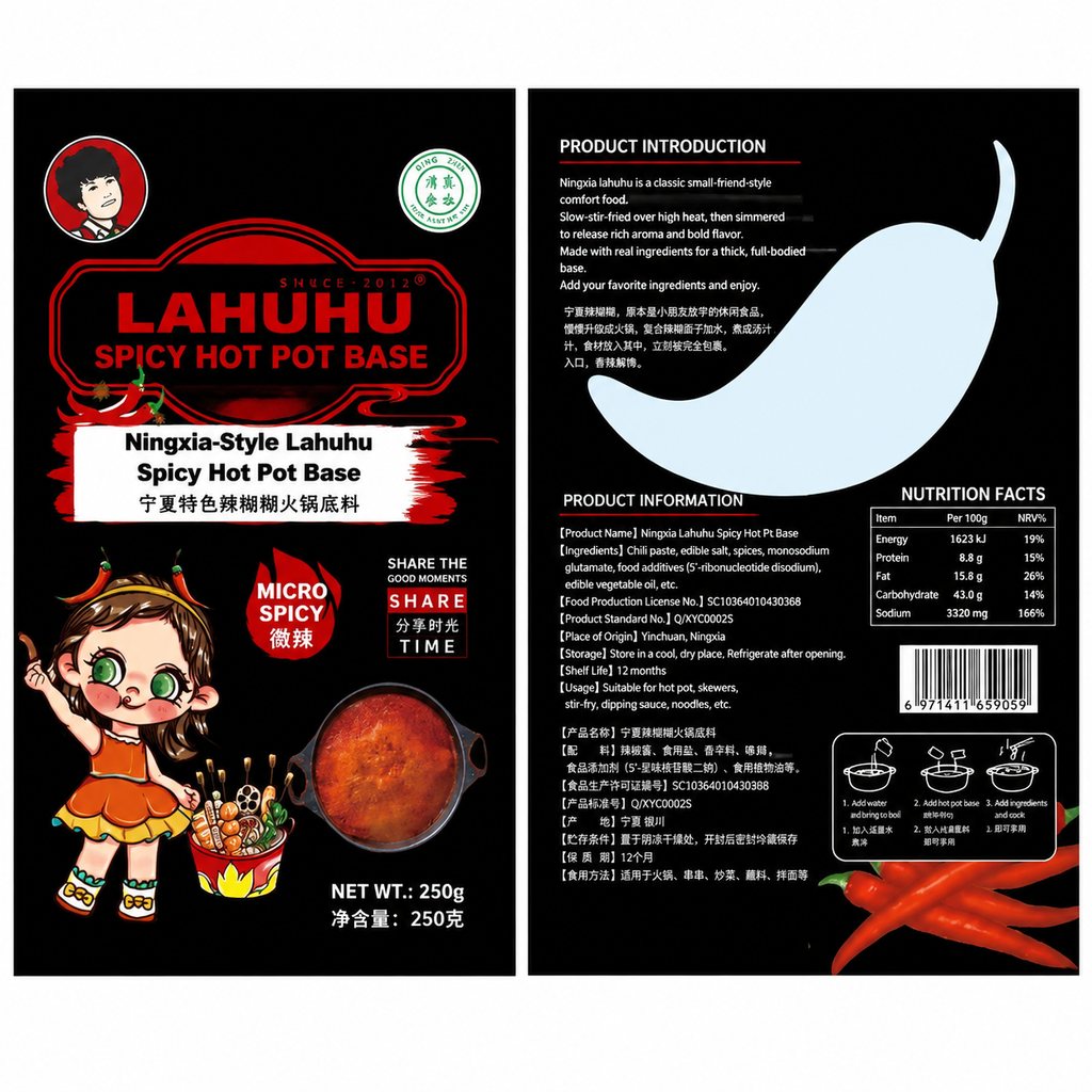 Ningxia Lahuhu Spicy Hot Pot Base - ingredient information