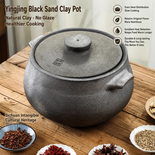 Yingjing black sand clay soup pot image 1