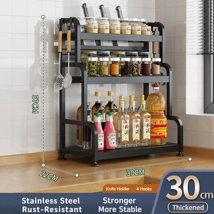 Heavy-Duty Carbon Steel Kitchen Spice Rack Organizer | 加厚碳钢厨房调料架
