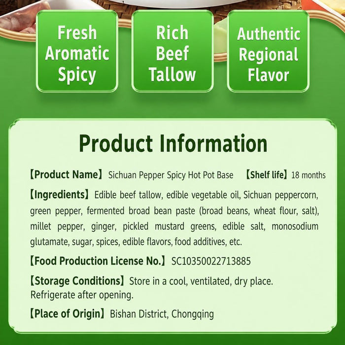 Single-Serve Green Pepper Hot Pot Soup Base for Easy Cooking