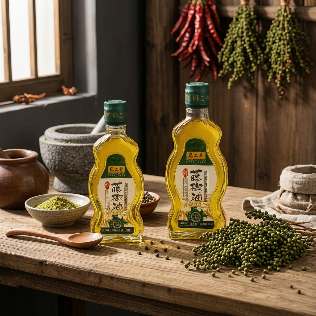 Sichuan Green Pepper Oil 130mL - Authentic Mala Numbing Flavor | 四川藤椒油