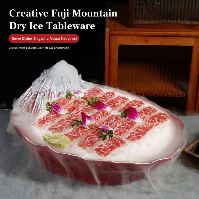 Fuji Dry Ice Platter - Elegant Dining Decor | 富士山创意餐具