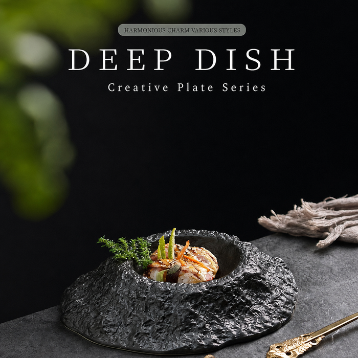 Volcanic Rock Ceramic Dessert Bowl | 火山岩陶瓷甜点碗
